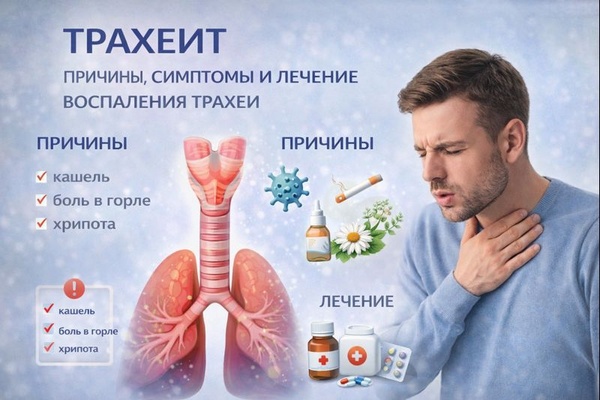 Трахеит: причины, симптомы и лечение воспаления трахеи